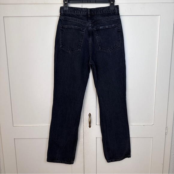 Reformation Cynthia High Rise Straight Jeans in Lagoon Destroyed Black 27 - Picture 8 of 9
